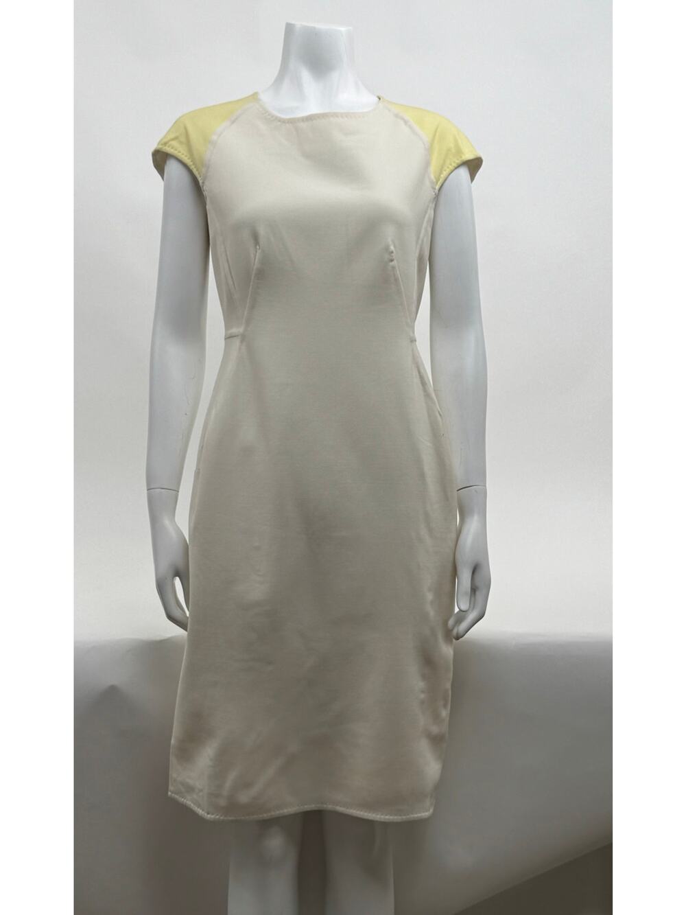 Aquilano Rimondi NWT Cream & Yellow Cap Sleeve Sheath Dress – Size 44